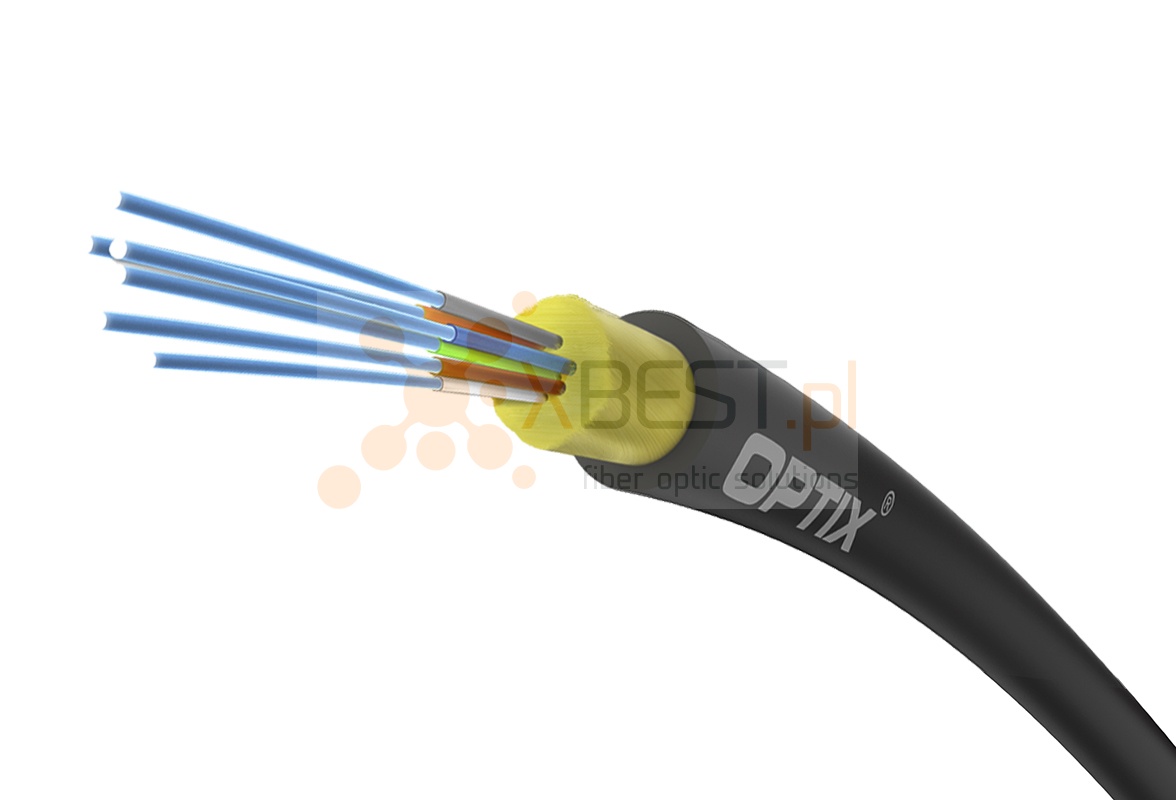 OPTIX cable AirFlow S-QOTKSdD 6x9/125 (6x250µm) ITU-T G.657A2 0.8kN (SPAN 80m) - 1000m BOX