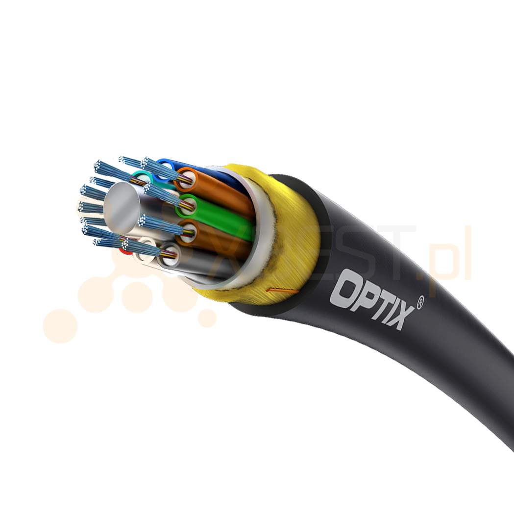 OPTIX cable ADSS-XOTKtsdD AC301 144x9/125 12T12F ITU-T G.652D 6.0kN (SPAN 150m)