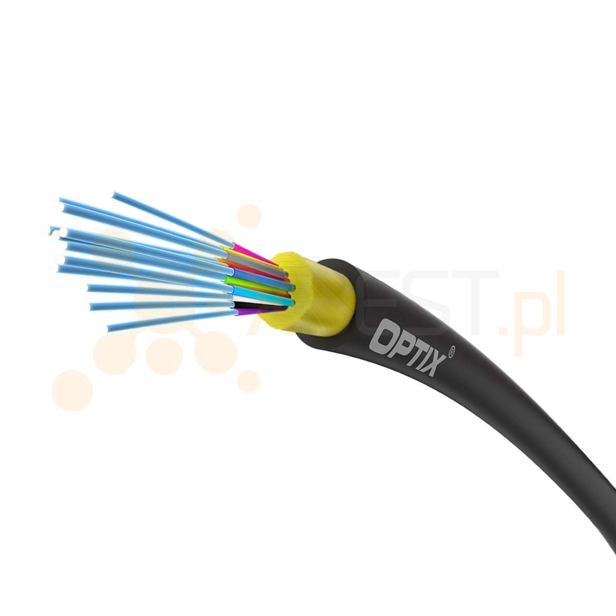 OPTIX cable AirFlow S-QOTKSdD CC101 12x9/125 ITU-T G.657A2 0.8kN (SPAN 80m) - 2000m DRUM