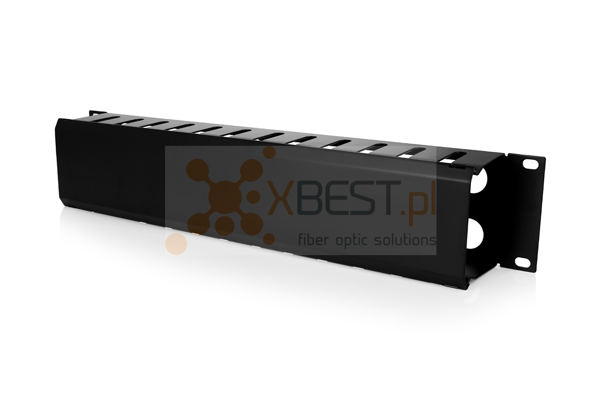 Organizer kabli 2U 19", grzebieniowy z pokrywą, metalowy