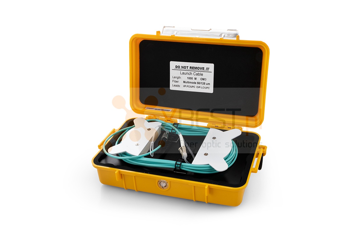 OTDR Launch cable BOX, 50/125um (OM3), 1km, FC/UPC-LC/UPC (rozbiegówka)