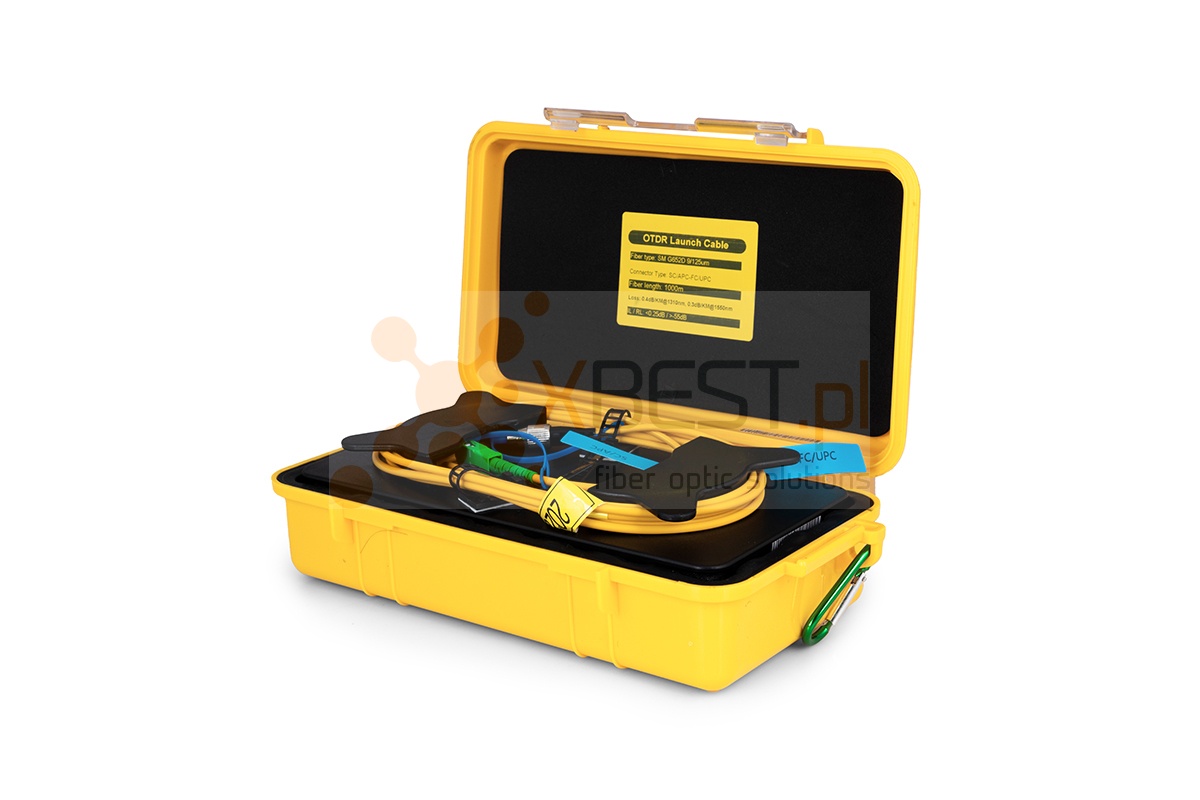 OTDR Launch cable BOX, 9/125um, 1km, FC/UPC-SC/UPC (rozbiegówka) 