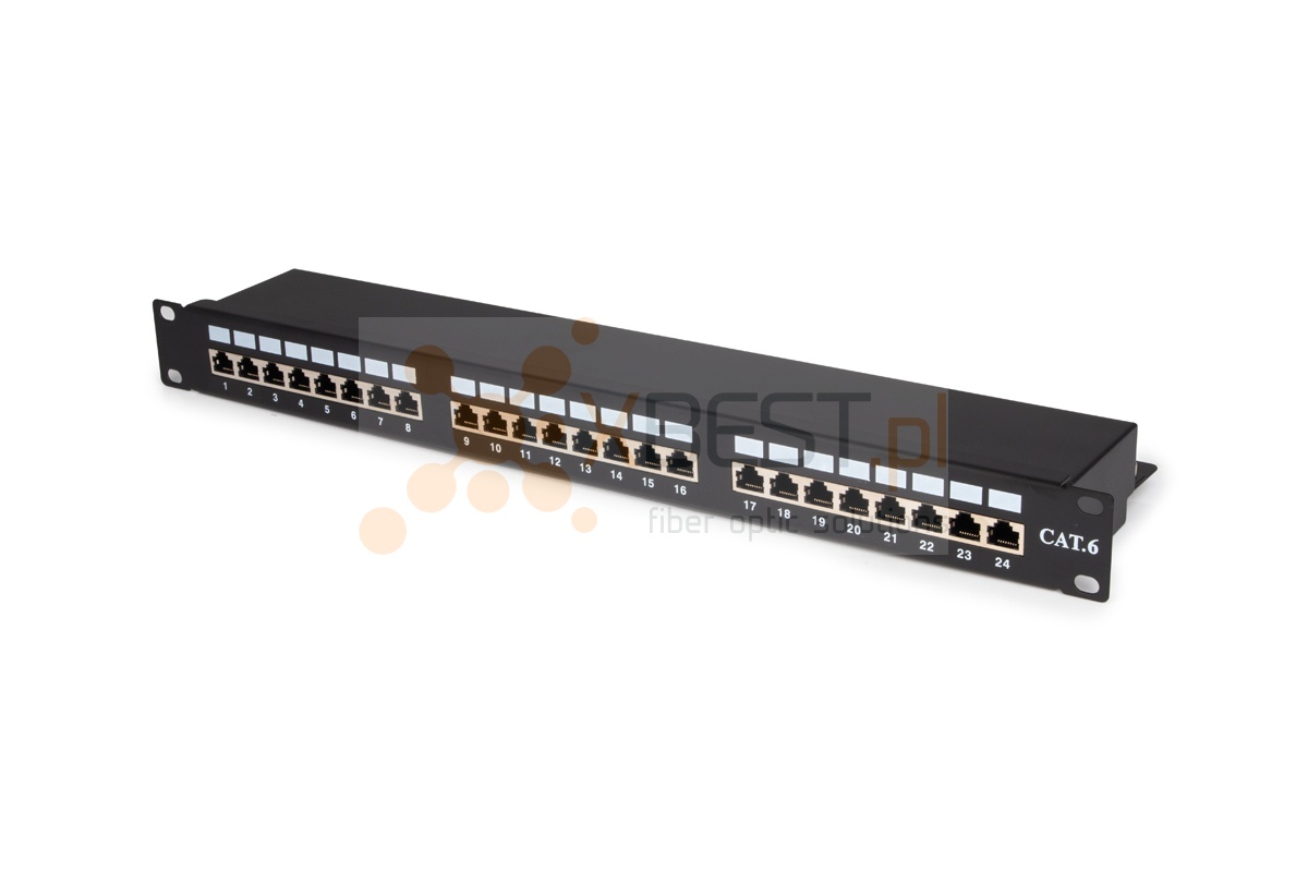 Patch Panel 19" kat.6 1U 24x RJ45 ekranowany