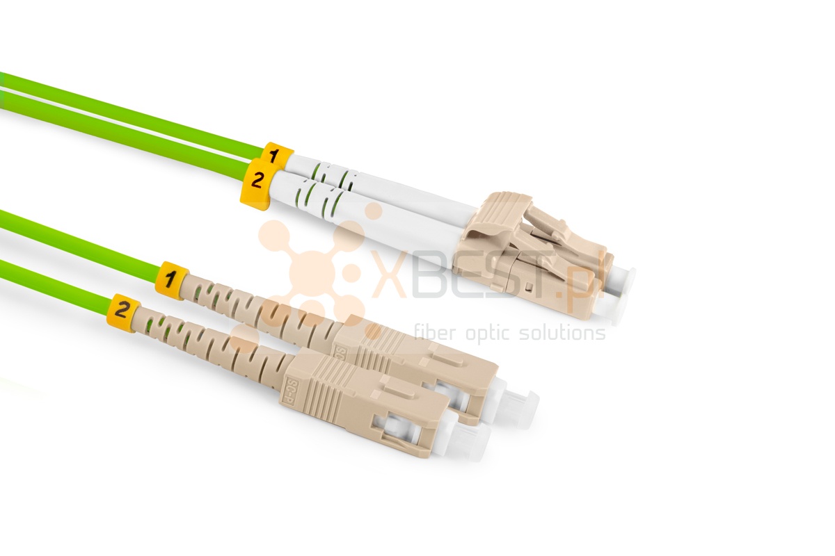 Patchcord ConnLink SILVER LC/UPC-SC/UPC MM OM5 DUPLEX 2M 3.0mm GREEN / LIMEGREEN LSZH