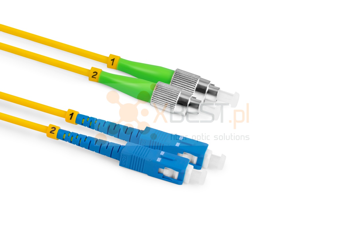 Patchcord ConnLink SILVER FC/APC-SC/UPC G.652D DUPLEX 2M 3.0mm YELLOW LSZH