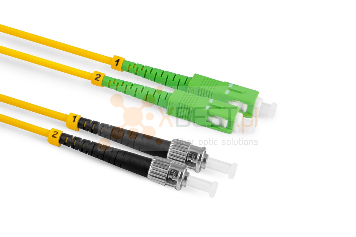 Patchcord ConnLink SILVER SC/APC-ST/UPC G.652D DUPLEX 1M 3.0mm YELLOW LSZH