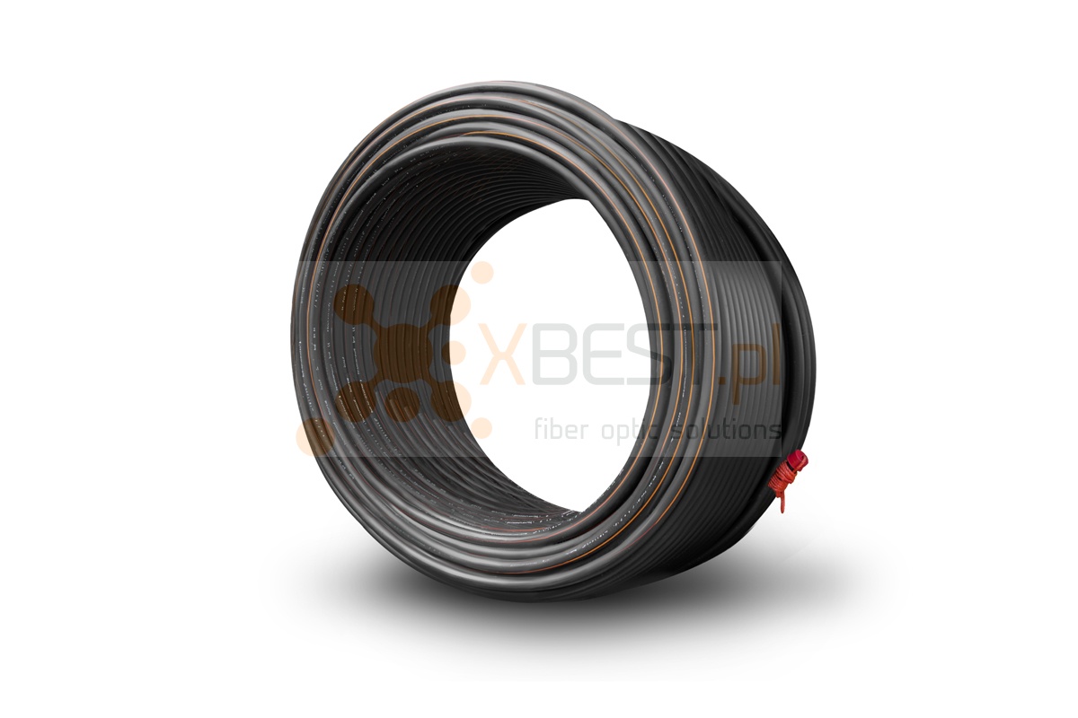Rura RHDPE 25 x 2,0 mm czarna/paski pomarańczowe z pilotem (zwoje 125m)