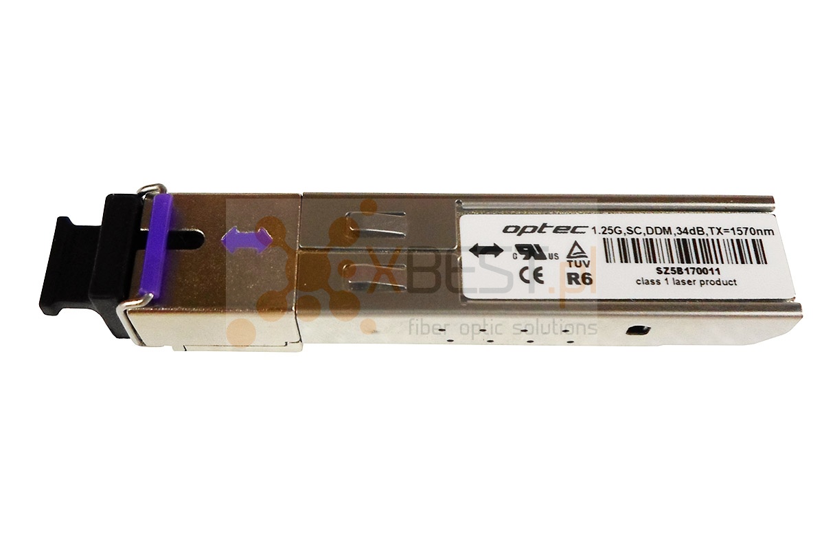 SFP WDM OPTEC, 1.25G, SM SC, 32dB (120km), TX1570/RX1510, DDM