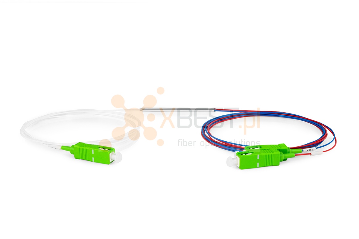 Splitter FBT 1x2 Triple Window (1310/1490/1550nm) 10%/90% SC/APC SM G.657A1 0.9mm 1M STEEL