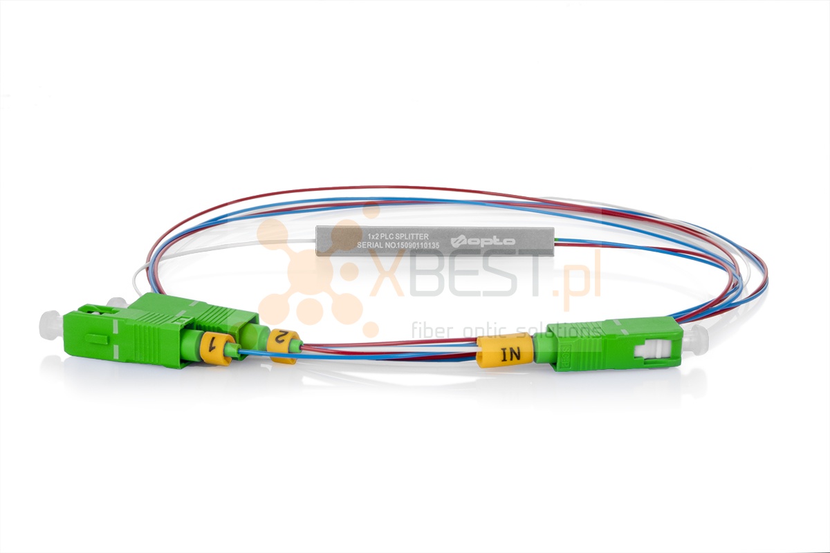 Splitter PLC SC/APC SM G.657A1 0.9mm 1M STEEL 1x2