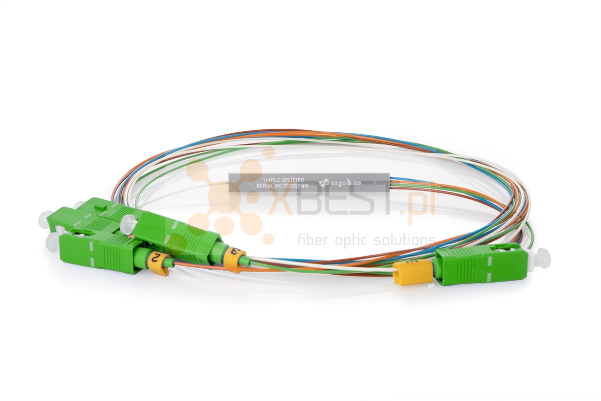 Splitter PLC SC/APC SM G.657A1 0.9mm 1M STEEL 1x4