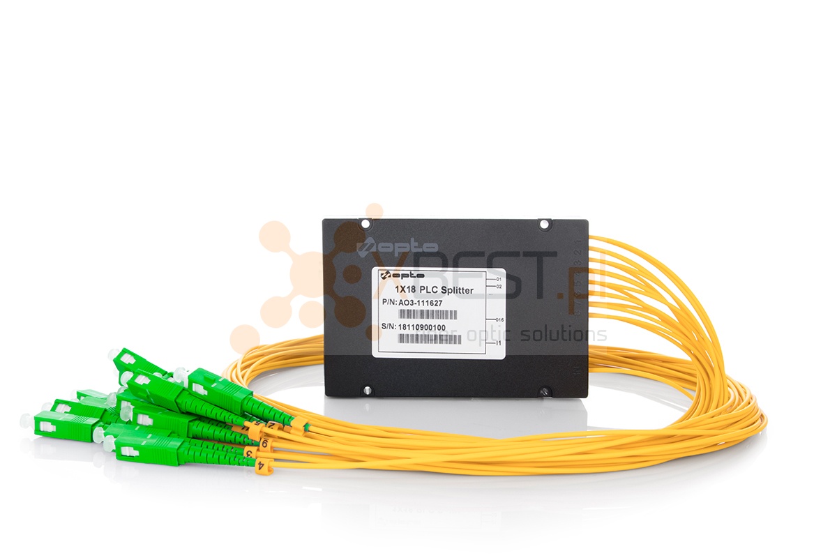 Splitter PLC SC/APC, SM G657A1 2.0mm, 1x18, 1M (ABS BOX)