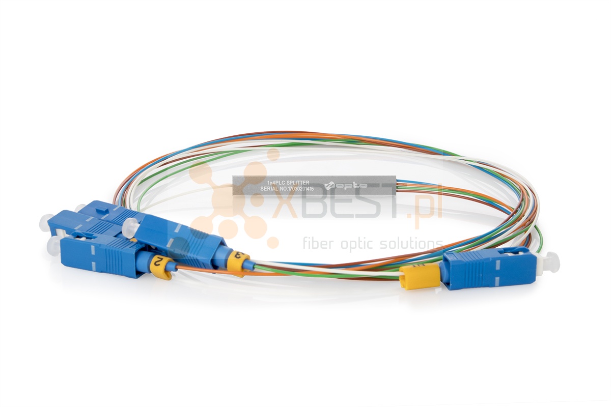 Splitter PLC SC/UPC SM G.657A1 0.9mm 1M STEEL 1x4