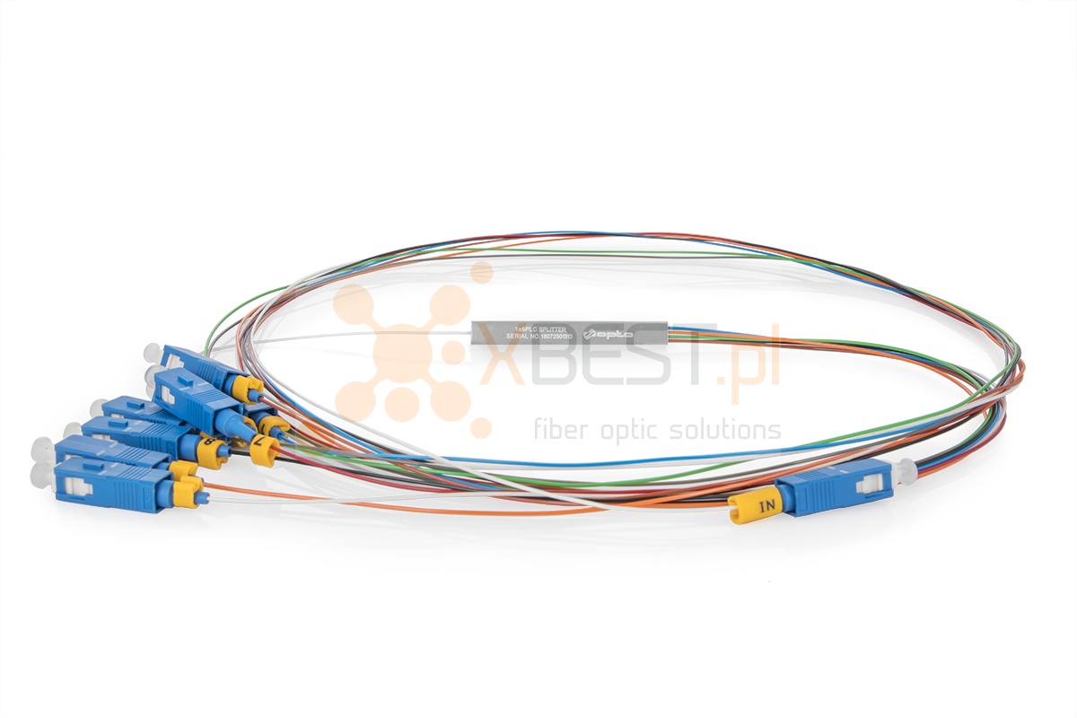 Splitter PLC SC/UPC SM G.657A1 0.9mm 1M STEEL 1x8