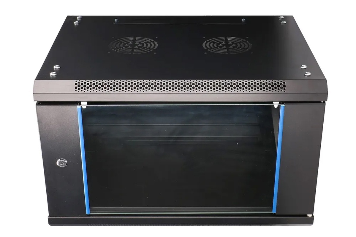 Wall mount RACK cabinet TRACOM 19W-06-0604-GL-BL-1S