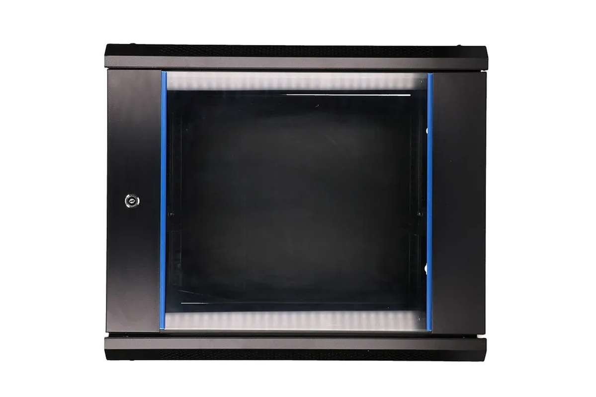 Wall mount RACK cabinet TRACOM 19W-09-0604-GL-BL-1S