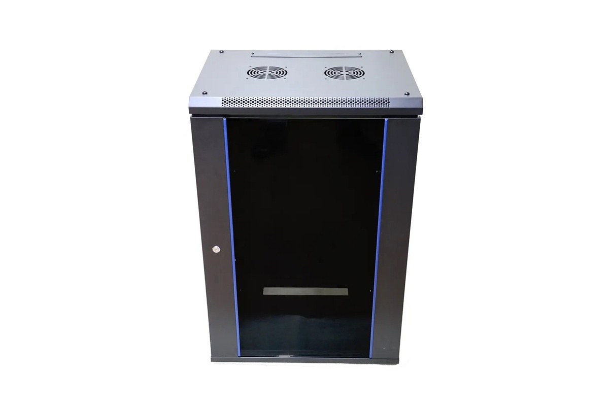 Wall mount RACK cabinet TRACOM 19W-18-0606-GL-BL-1S