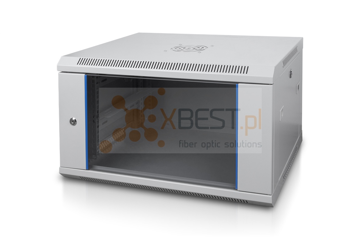 Hanging RACK cabinet, with glass and lock, 6U 19" 600/450/400/1.2mm (steel sheet)