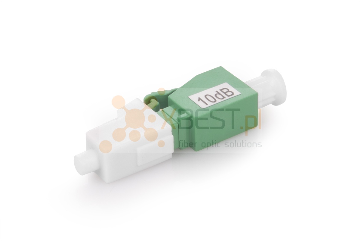 Fibre optic attenuator LC/APC(F) - LC/APC(M) 10dB adapter type, 1240-1625nm