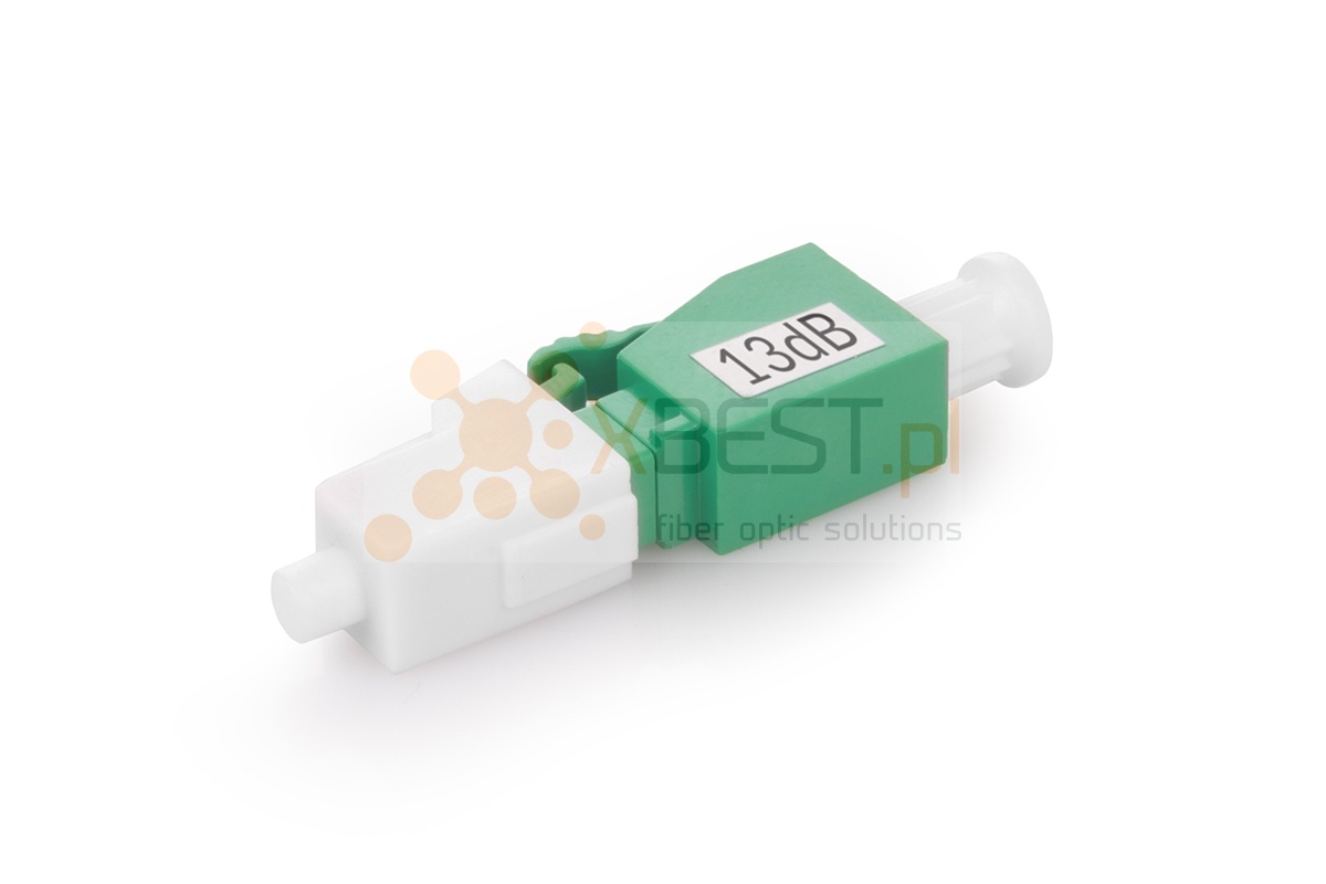 Fibre optic attenuator LC/APC(F) - LC/APC(M) 13dB adapter type, 1240-1625nm