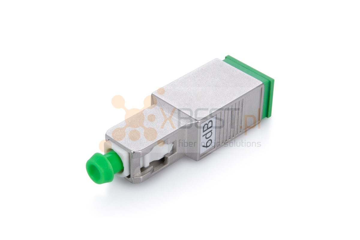 Fibre optic attenuator SC/APC(F) - SC/APC(M) 6 dB adapter type, 1240-1625 nm