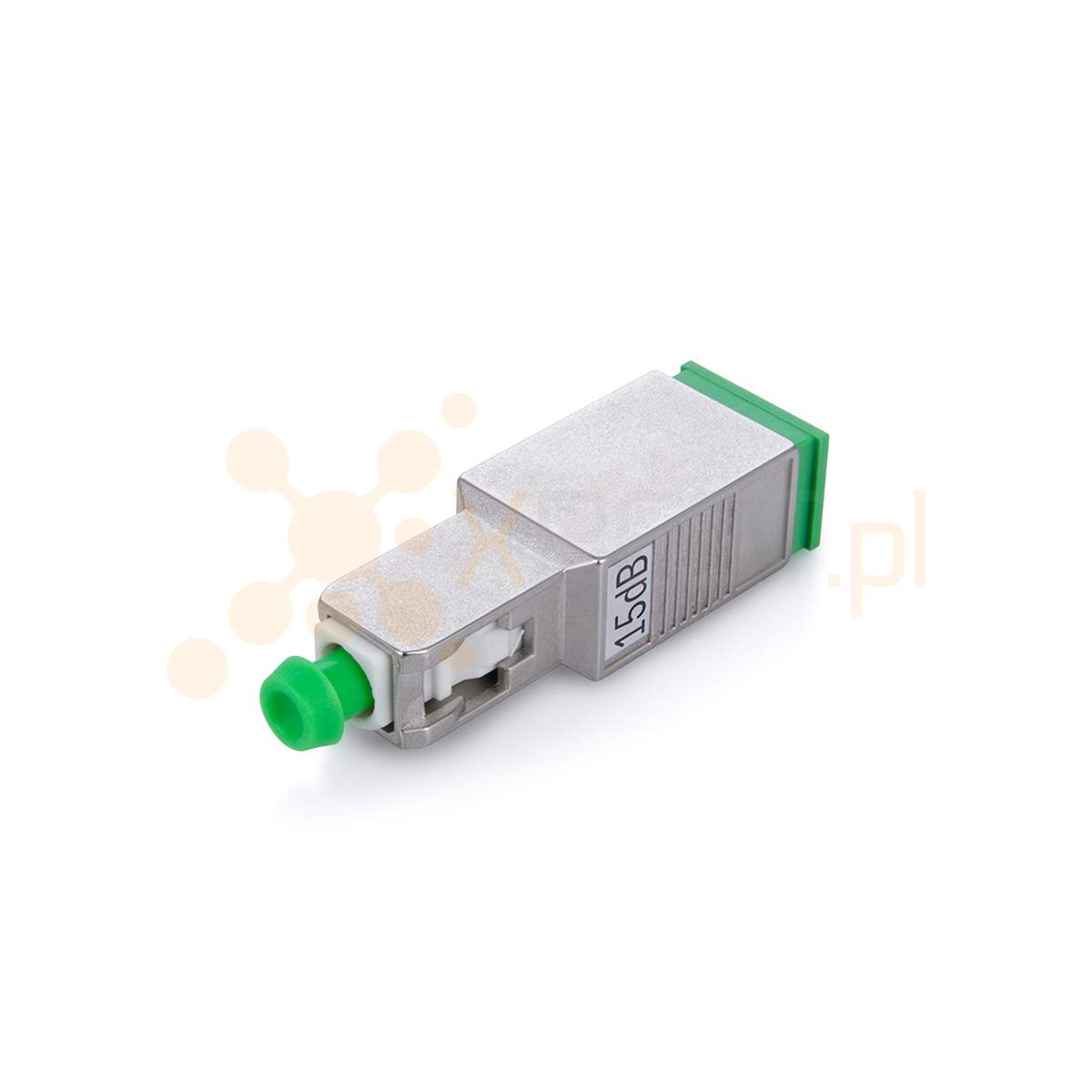 Fibre optic attenuator SC/APC(F) - SC/APC(M) 15 dB adapter type, 1240-1625 nm