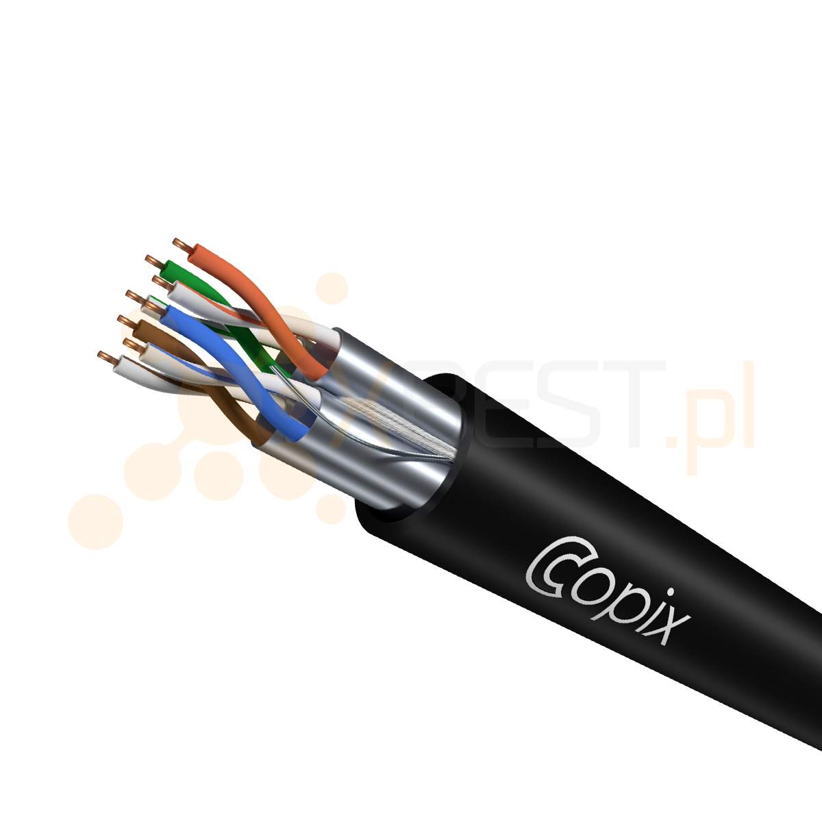 Kabel instalacyjny Copix CAT6A U/FTP AWG23 (0.57mm) PE BLACK (Outdoor) 500m DRUM
