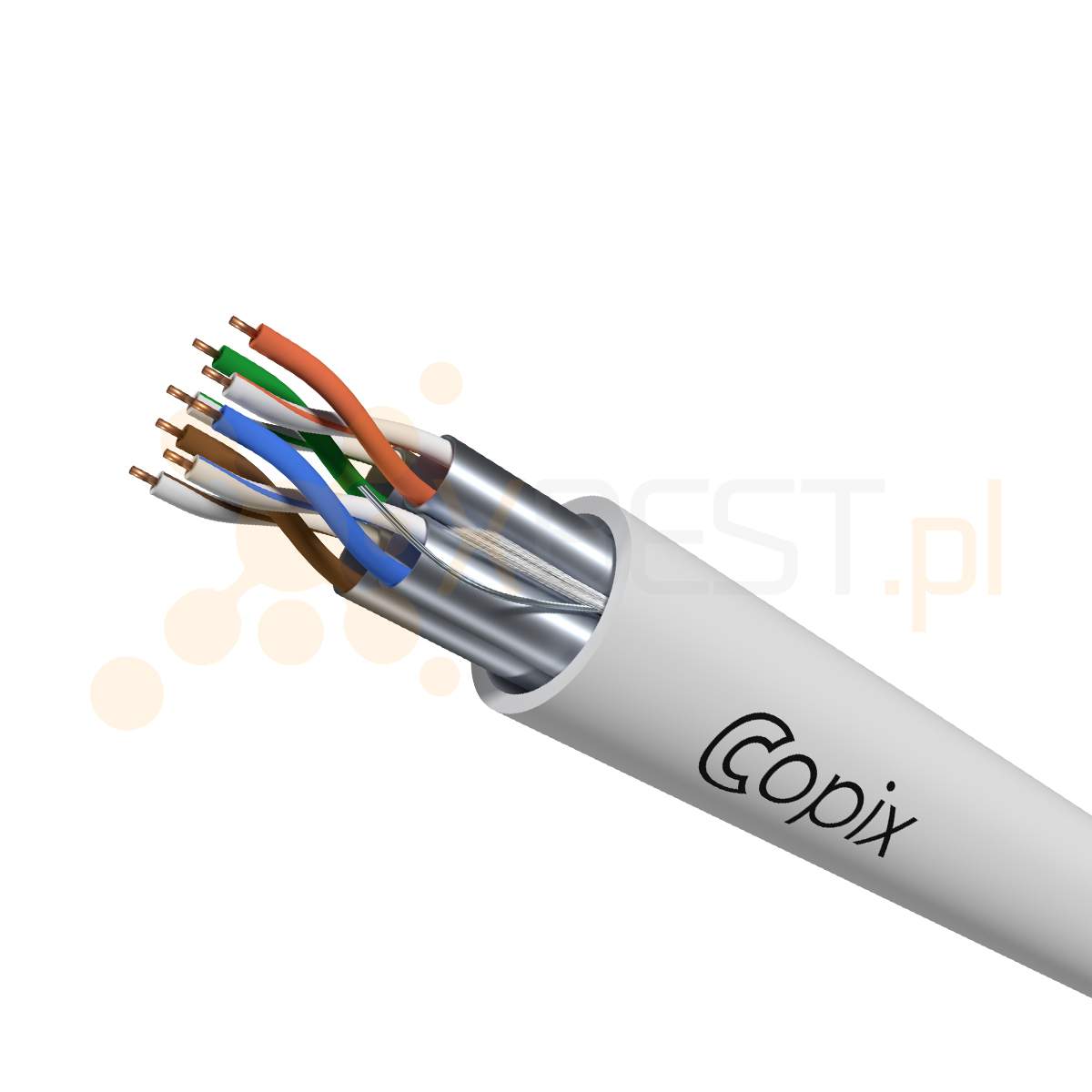 Kabel instalacyjny Copix CAT6A U/FTP AWG23 (0.57mm) FRLSZH WHITE (Indoor) 500m DRUM