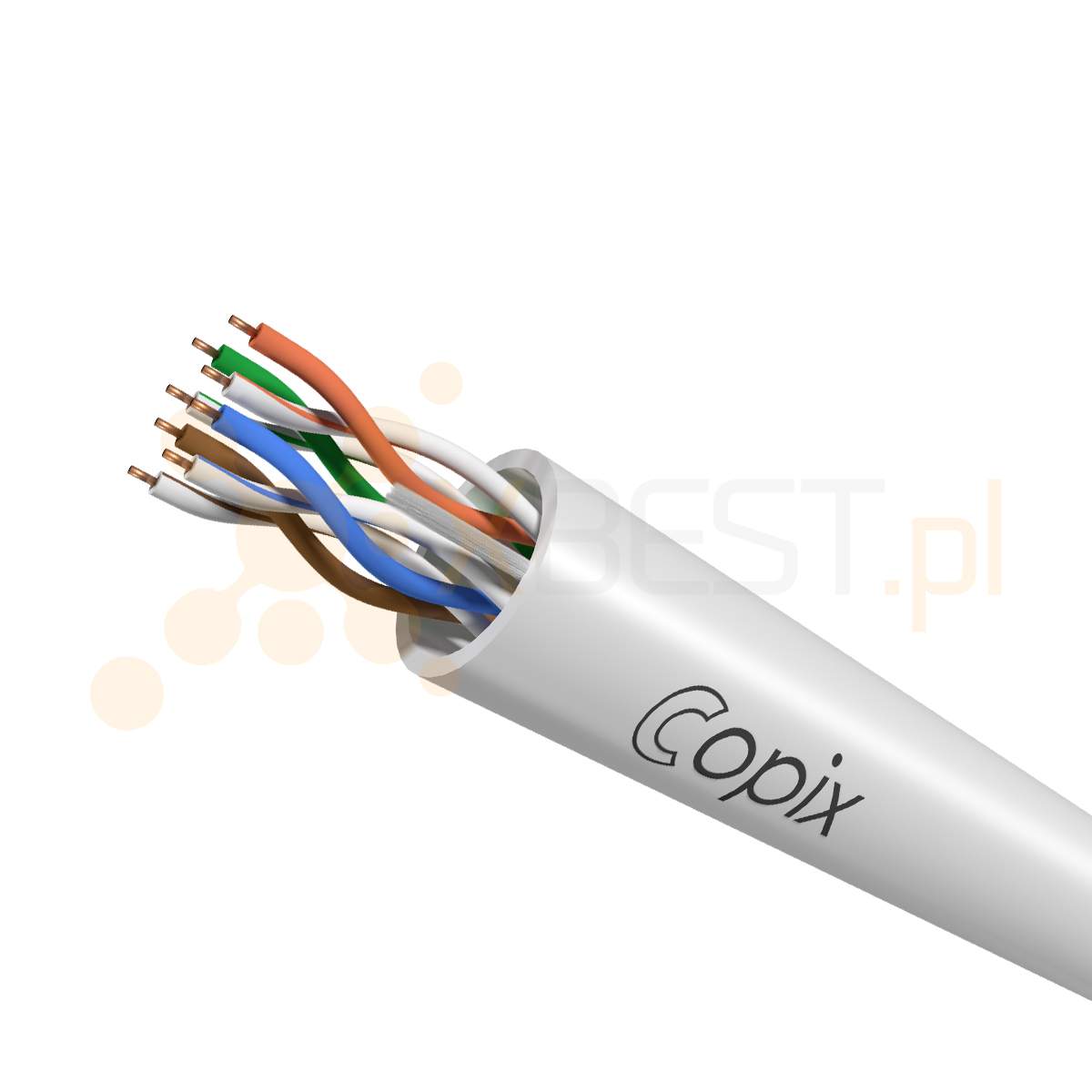 Kabel instalacyjny Copix CAT6 U/UTP AWG23 (0.57mm) FRLSZH WHITE 305m BOX