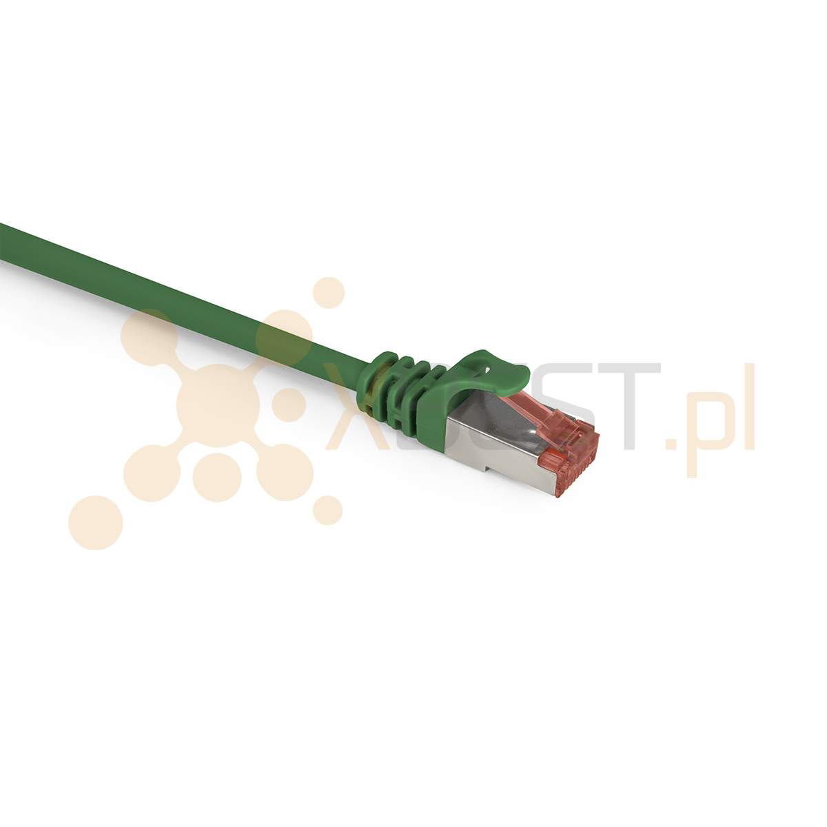 Patchcord S/FTP Cat 6A, LSZH, 0.5m, Zielony